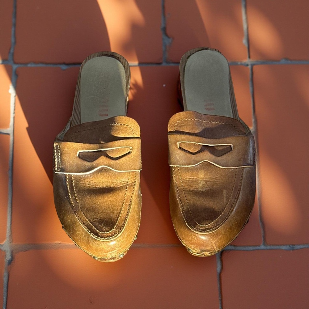 Miu Miu Leather Studded Clog Heels Size 7 (37) Ma… - image 1